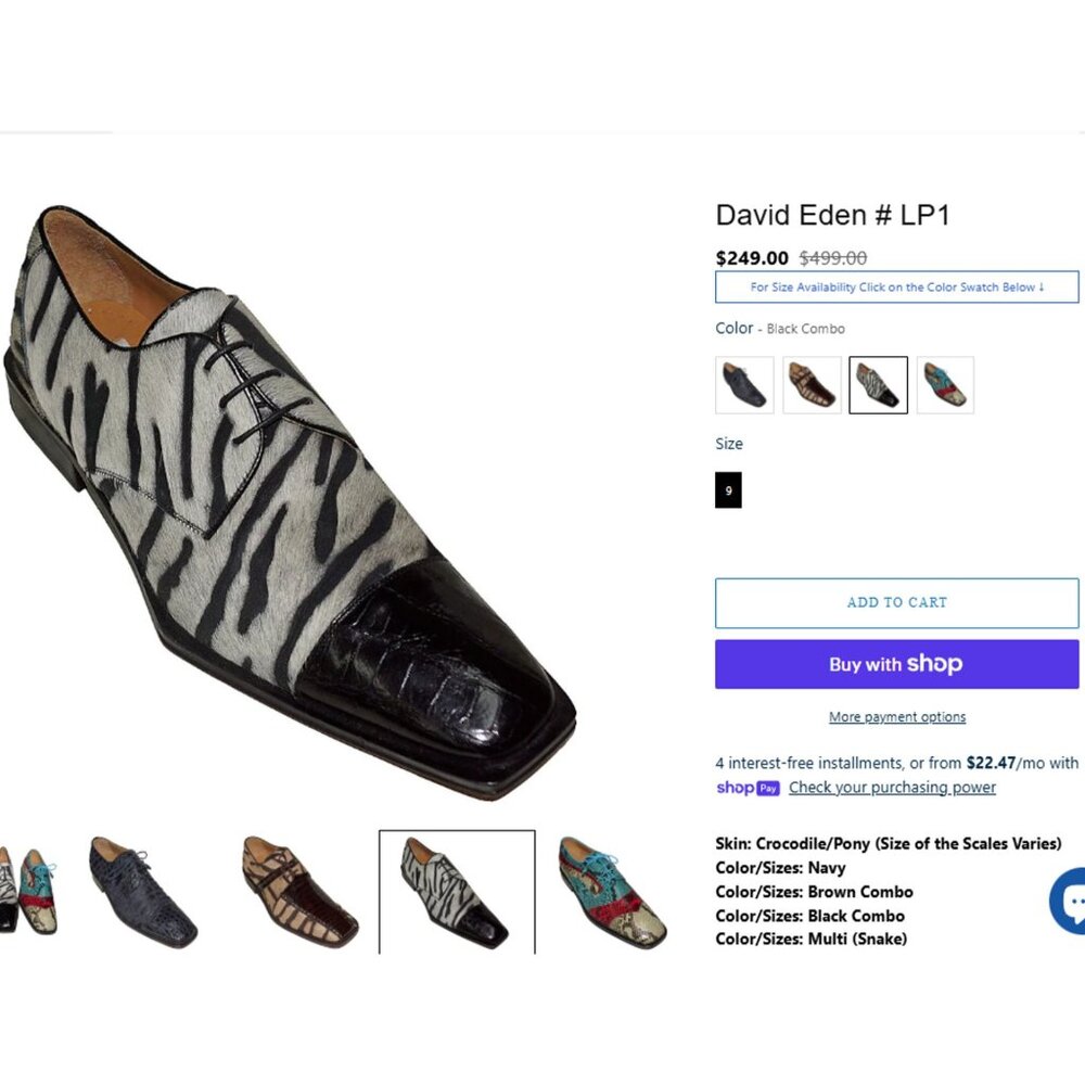 Vintage David Eden Mens Size 9 Alligator Pony Hair Zebra Black White Spectators - Picture 9 of 12
